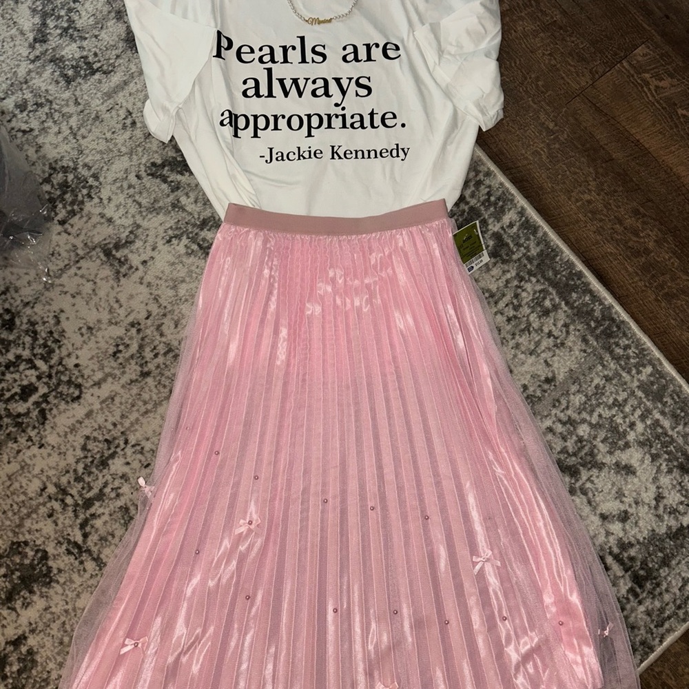 🎀 pink bow and pearl Maxi A-Line Skirt for Cocktail Nights
